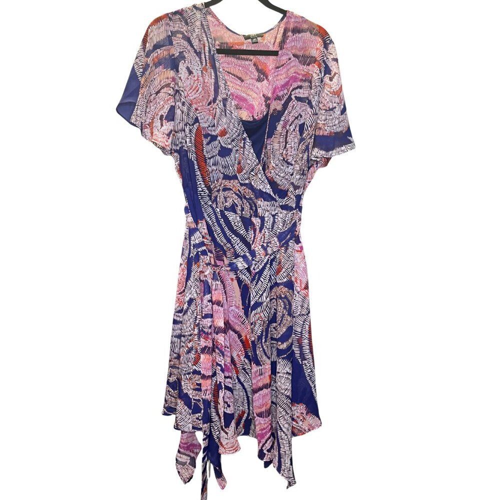 JBS Women Abstract Faux Wrap Dress | Size 14W